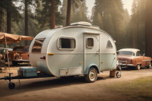Vintage teardrop camper